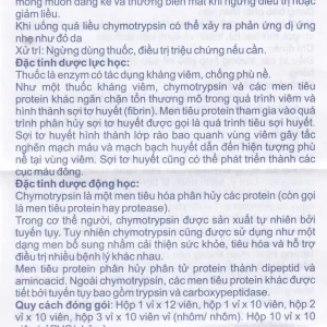 Thuốc Bevichymo Chymotrypsin 8400 Usp Mediplantex giảm đau, hạ sốt và kháng viêm (1 vỉ x 12 viên)