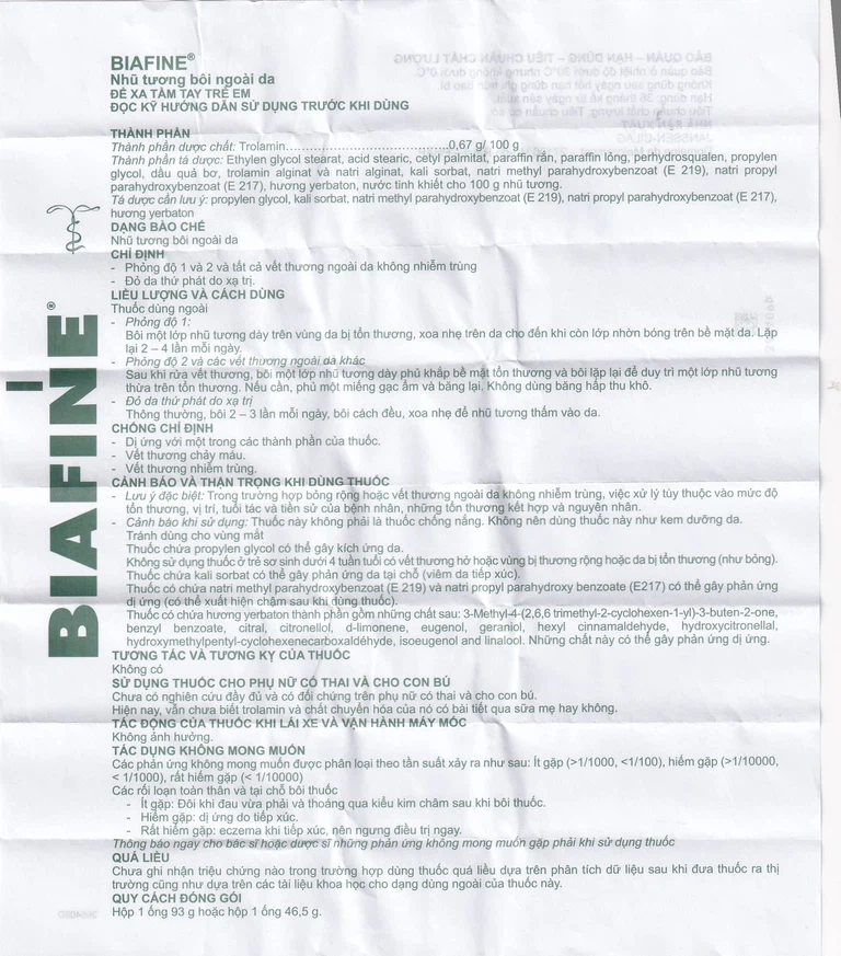 Nhũ tương Biafine Janssen điều trị bỏng độ 1, độ 2, các vết thương ngoài da không nhiễm trùng (93g)