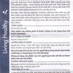 Viên uống Bilberry 10g Plus Soft Gel Capsules hỗ trợ tăng cường thị lực, chống oxy hóa (60 viên)