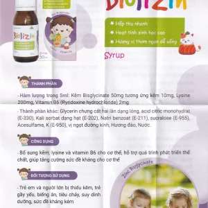 Siro Biolizin tăng cường sức đề kháng cho cơ thể (50ml)