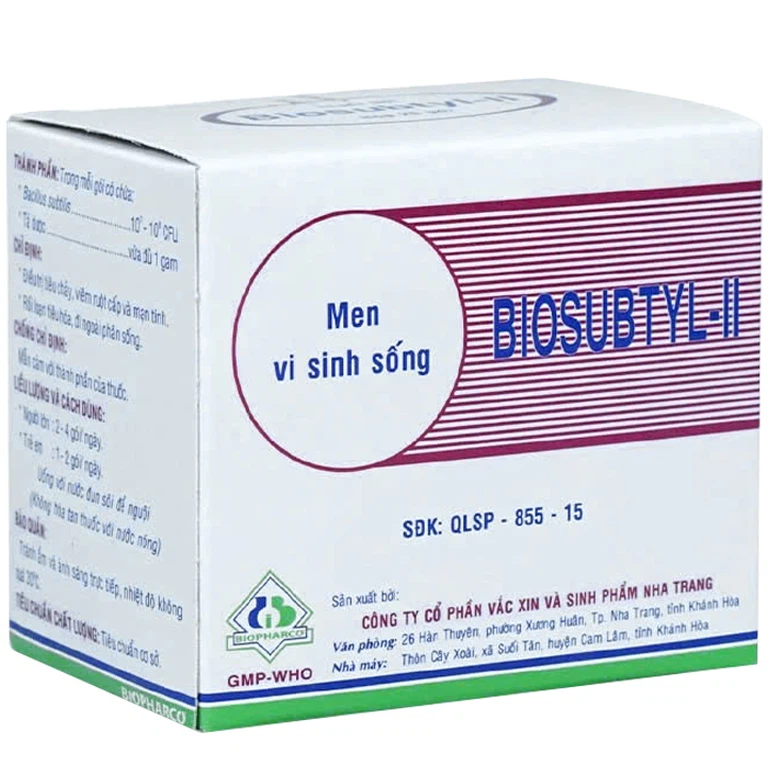 Men vi sinh sống Biosubtyl-II Biopharco điều trị tiêu chảy, viêm ruột cấp và mạn tính (50 gói)