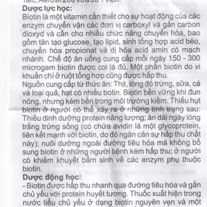 Thuốc Biotin 5mg Mediplantex điều trị thiếu hụt biotin (2 vỉ x 10 viên)