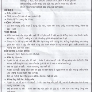 Thuốc Bisalaxyl Vidipha điều trị táo bón (5 vỉ x 10 viên)