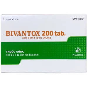 Thuốc Bivantox 200 tab. Pharbaco điều trị đau dây thần kinh, rối loạn cảm giác ở người tiểu đường (3 vỉ x 10 viên)
