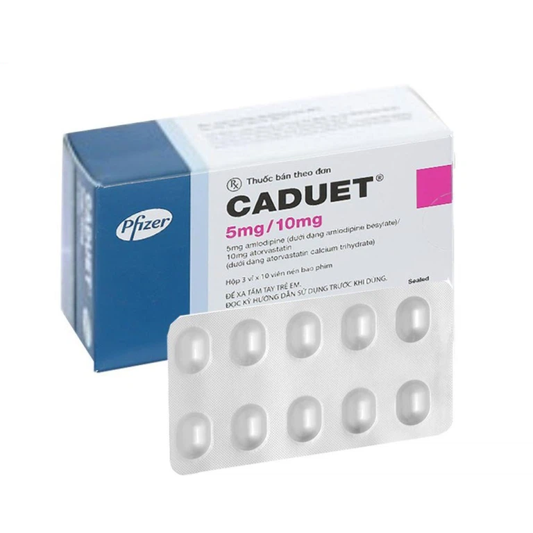 Thuốc Caduet 5mg/10mg Pfizer điều trị tăng huyết áp, rối loạn lipid máu (3 vỉ x 10 viên)