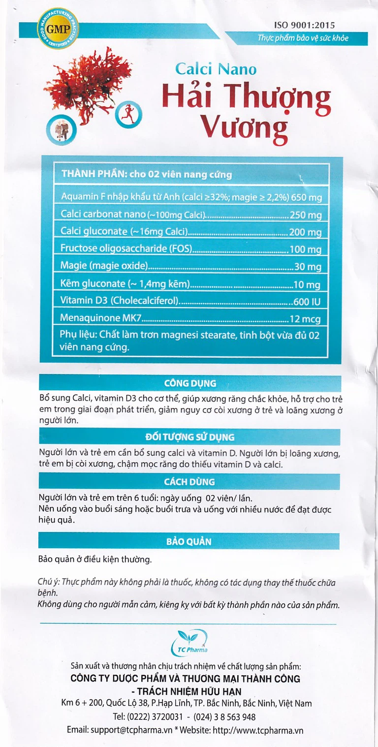 Viên uống Calci Nano Hải Thượng Vương bổ sung Calci, vitamin D3 cho cơ thể (60 viên)