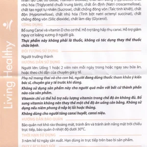 Viên uống Living Healthy Calcium 600mg Plus Vitamin D 500IU hỗ trợ phát triển xương, răng (60 viên)