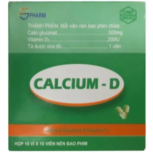 Thuốc Calcium - D S.Pharm bổ sung calxi, điều trị loãng xương, còi xương (10 x 10 viên)