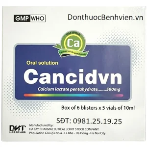 Dung dịch uống Cancidvn 500mg/10ml Hataphar bổ sung canxi (6 vỉ x 5 ống)