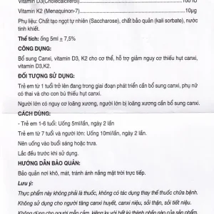 Siro ống uống Canxi-D3-K2 5ml Kingphar bổ sung canxi & vitamin D3 cho cơ thể (6 vỉ x 5 ống)