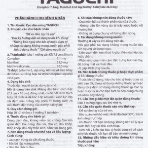 Cao dán Yaguchi Tatra giảm đau, kháng viêm trong các cơn đau vai, đau lưng (5 miếng)