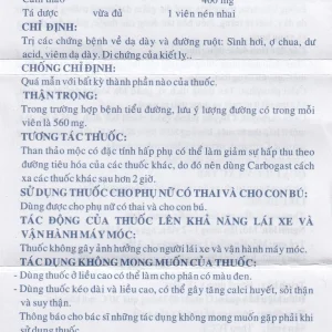 Viên nhai Carbogast Nadyphar điều trị bệnh dạ dày và đường ruột, di chứng của kiết lỵ (2 tuýp x 15 viên)