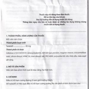 Thuốc Casilas-20 Davipharm điều trị rối loạn cương dương (2 vỉ x 2 viên)