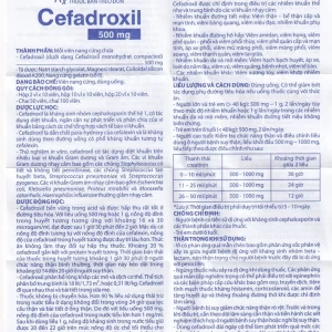 Thuốc Cefadroxil 500mg Domesco điều trị nhiễm khuẩn (2 vỉ x 10 viên)