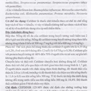 Bột pha hỗn dịch uống Cefdinir 125 - MV USP điều trị nhiễm khuẩn (10 gói)