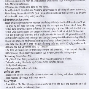 Bột pha hỗn dịch uống Cefixime Uphace 100mg điều trị nhiễm khuẩn (10 gói x 2g)