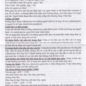 Bột pha hỗn dịch uống Cefpodoxim 100-HV USP điều trị nhiễm khuẩn (10 gói x 3g)