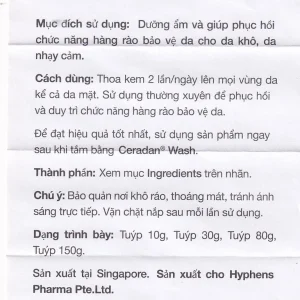 Kem bôi da Ceradan Advanced Moisturising Skin Barrier Cream 30g dưỡng ẩm và giúp phục hồi da khô