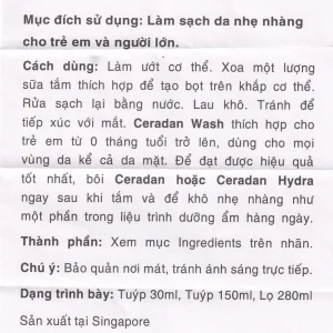 Sữa tắm dưỡng ẩm Ceradan Ceramide Moisturing Wash Face And Body dành cho mặt và toàn thân (150ml)