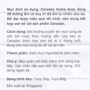 KEM DƯỠNG ẨM DA CERADAN HYDRA HYPHENS HỘP 80G