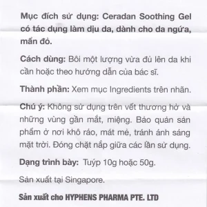 Gel Ceradan Soothing 50g làm dịu da, dành cho da ngứa, mẩn đỏ