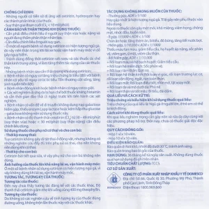 Thuốc Cetirizin 10mg Domesco điều trị viêm mũi dị ứng, mày đay (10 vỉ x 10 viên)