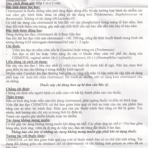 Viên đặt âm đạo Chimitol Vaginal Tab Aprogen điều trị viêm âm đạo do nấm (1 vỉ x 2 viên)