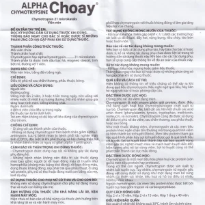 Thuốc Alpha Chymotrypsine Choay Sanofi điều trị phù nề sau chấn thương, phẩu thuật, bỏng (2 vỉ x 15 viên)