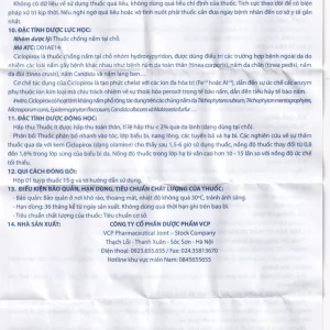 Kem bôi da Ciclopirox 0,77% VCP điều trị nấm da chân, nấm da đùi và nấm da toàn thân (15g)