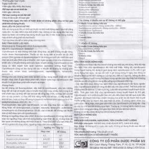 Thuốc nhỏ mắt Ciprofloxacin 0.3% Dược 3-2 điều trị loét giác mạc (5ml)