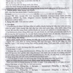 Thuốc Clarithromycin 500mg Quapharco điều trị nhiễm khuẩn đường hô hấp (2 vỉ x 5 viên)