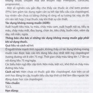 Thuốc Clopidogrel 75 - MV USP làm giảm hay dự phòng các biến cố huyết khối (3 vỉ x 10 viên)