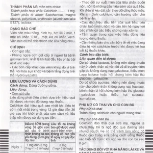 Thuốc Colchicine Capel 1mg Mayoly Spindler phòng ngừa và điều trị cơn gút cấp (20 viên)