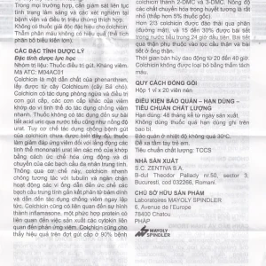 Thuốc Colchicine Capel 1mg Mayoly Spindler phòng ngừa và điều trị cơn gút cấp (20 viên)