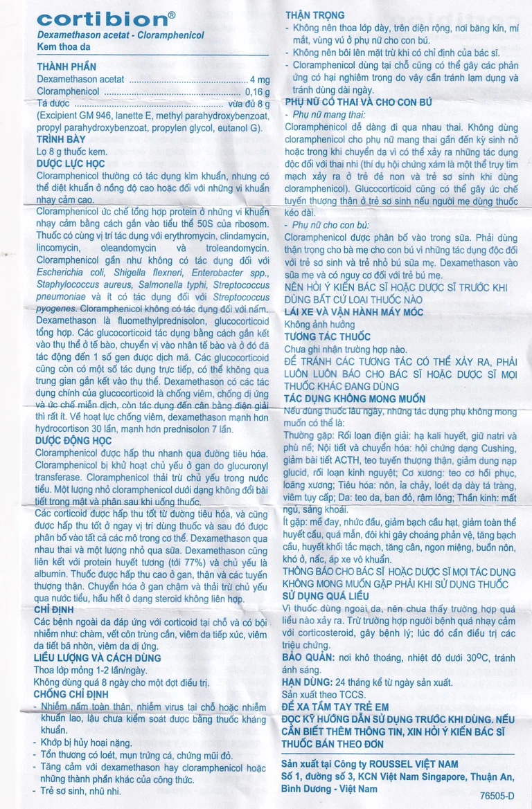 Kem thoa da Cortibion Roussel điều trị chàm, vết côn trùng cắn, viêm da tiếp xúc, viêm da dị ứng (8g)