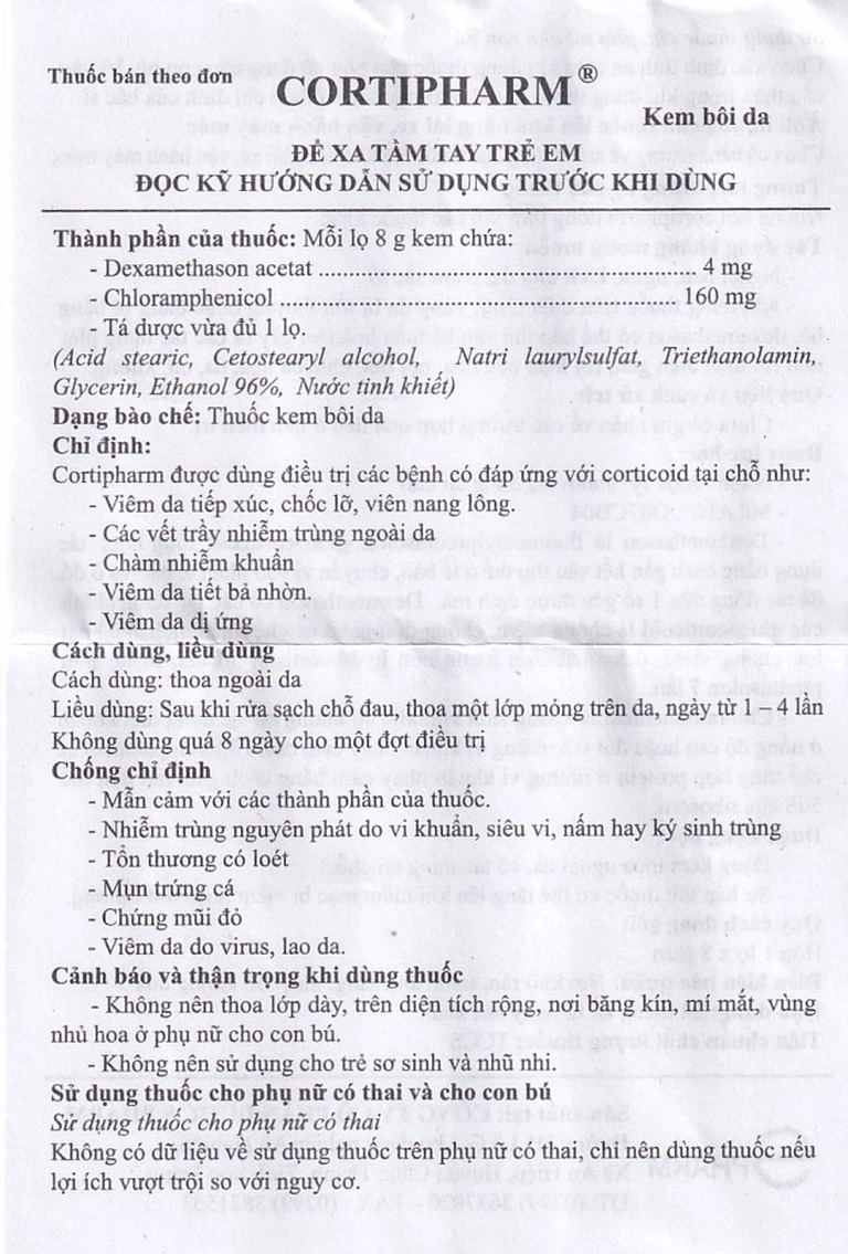 Kem bôi da Cortipharm 8g Spharm điều trị viêm da tiếp xúc, chốc lỡ, viêm nang lông