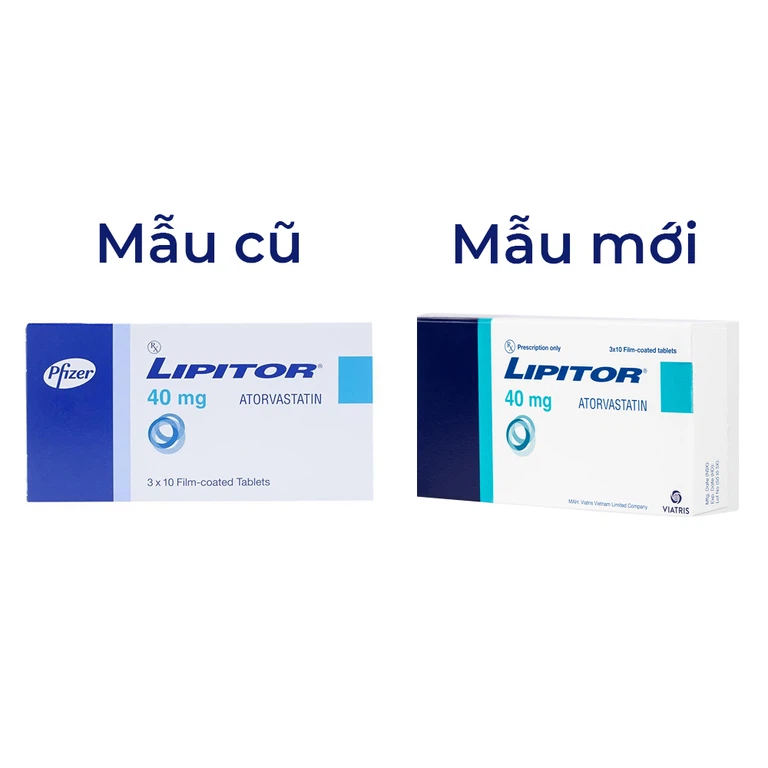 Viên nén Lipitor 40mg Pfizer điều trị tăng cholesterol toàn phần (3 vỉ x 10 viên)