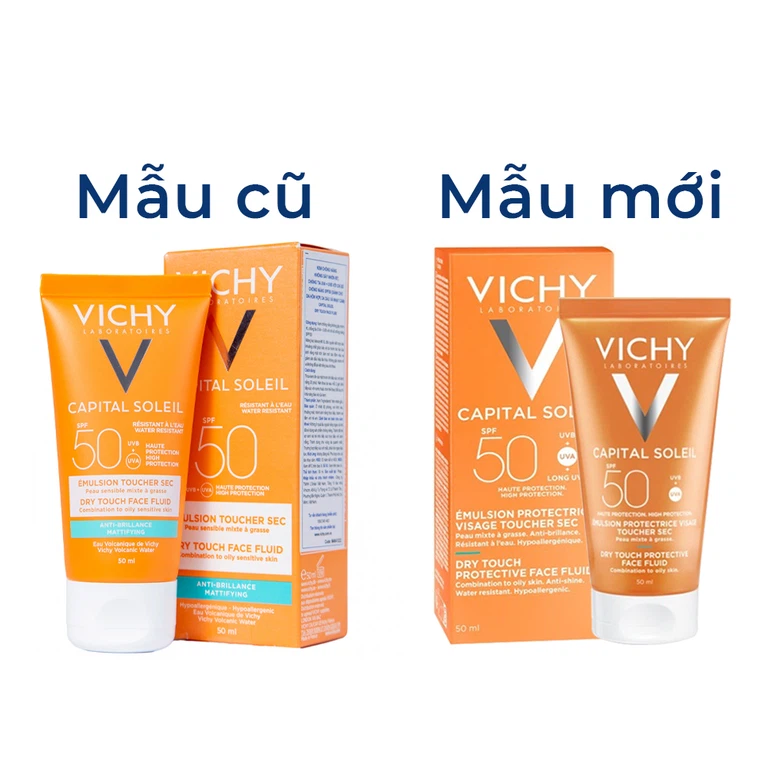 Kem chống nắng Vichy Capital Soleil Dry Touch Face Fluid SPF50 UVA+UVB mờ đốm nâu, chống lão hóa (50ml)