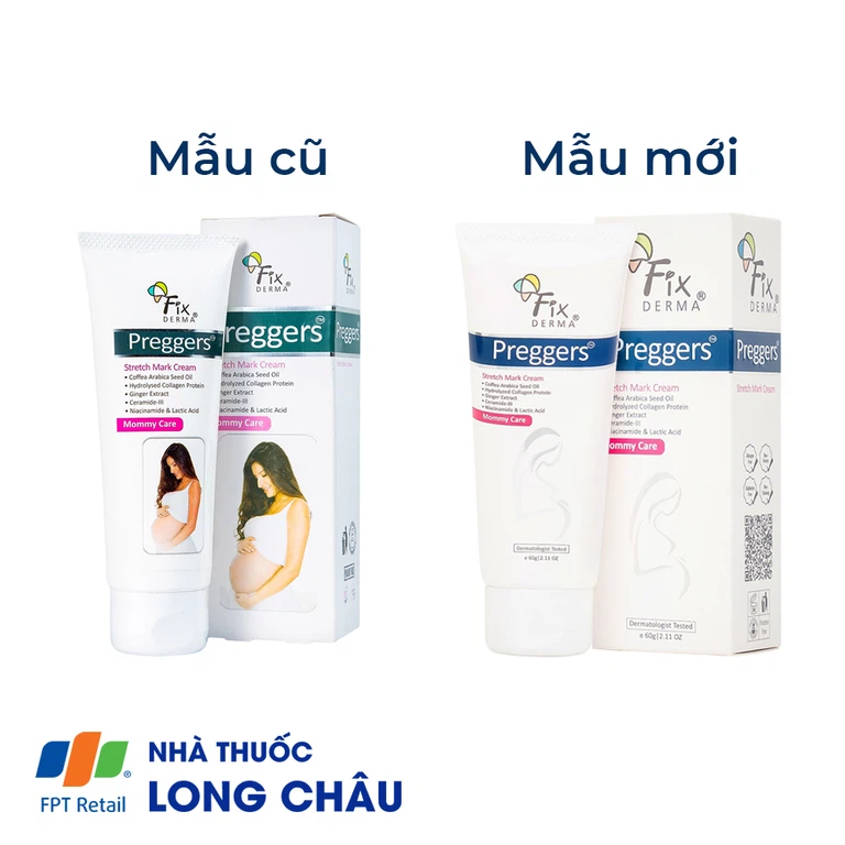Kem bôi da Fixderma Preggers Stretch Mark Cream dưỡng ẩm, giảm rạn da cho phụ nữ mang thai và sau sinh (60g)