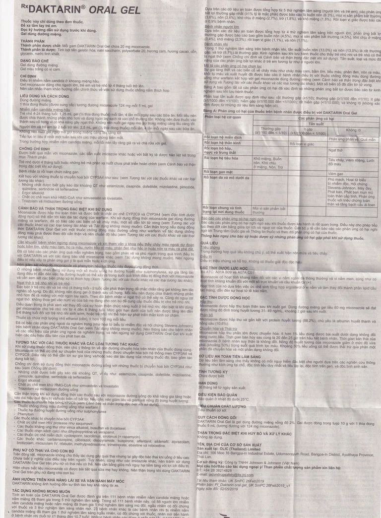 Gel Daktarin Oral Janssen điều trị nhiễm nấm candida (10g)