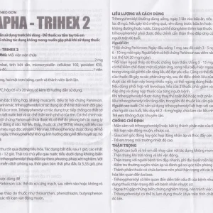 Thuốc Danapha - Trihex 2 điều trị hỗ trợ hội chứng Parkinson, giảm hội chứng ngoại tháp (5 vỉ x 20 viên)
