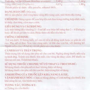 Dầu nóng Mặt Trời OPC điều trị nhức mỏi, tê thấp, đau lưng, cảm mạo, cúm (60ml)