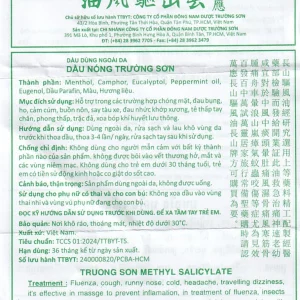 Dầu nóng Trường Sơn 10ml hỗ trợ các trường hợp chóng mặt, đau bụng, ho, cảm cúm (10 chai)