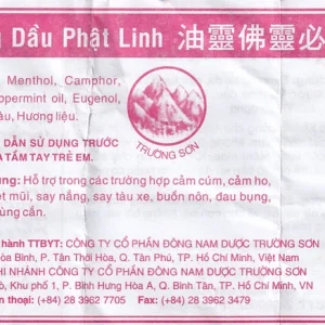Dầu Phật Linh 5ml Trường Sơn dùng hỗ trợ trường hợp cảm cúm, cảm ho, nhức đầu, nghẹt mũi (12 chai)