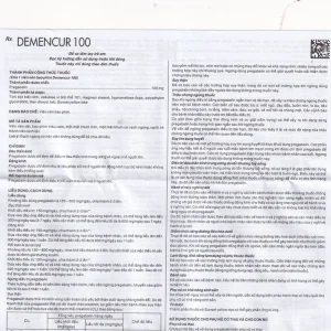 Thuốc Demencur 100 DaviPharm điều trị đau thần kinh trung ương và ngoại vi (3 vỉ x 10 viên)