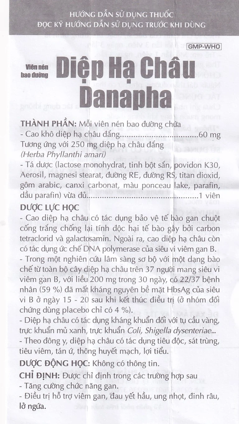 Thuốc Diệp Hạ Châu Danapha tăng cường chức năng gan (90 viên)