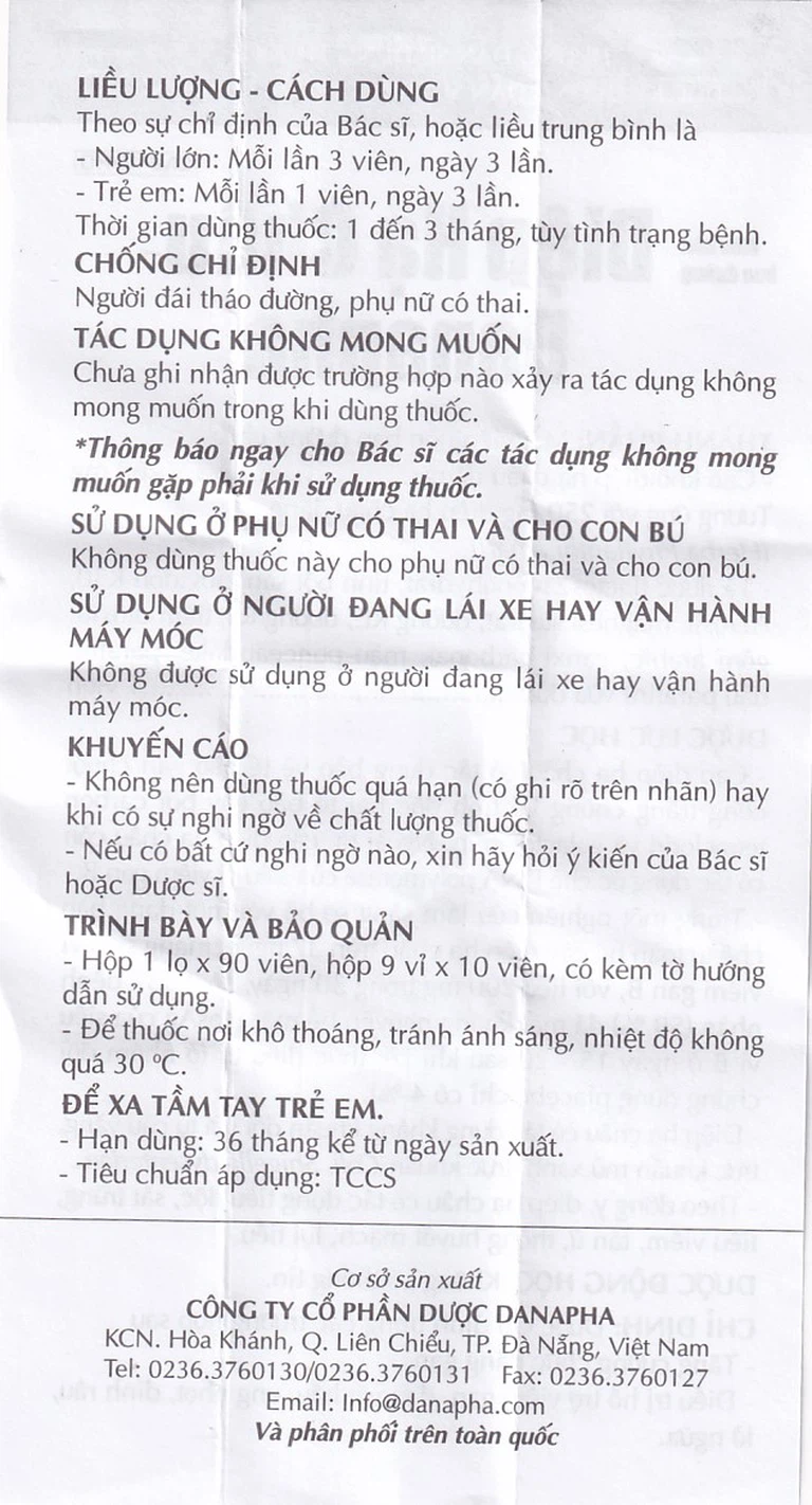 Thuốc Diệp Hạ Châu Danapha tăng cường chức năng gan (90 viên)