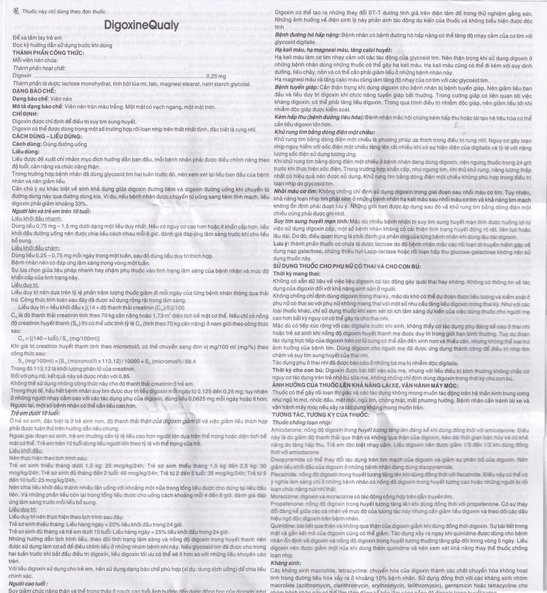 Thuốc DigoxineQualy Dược 3-2 điều trị suy tim sung huyết, rung nhỉ (1 vỉ x 30 viên)