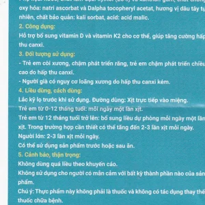 Xịt họng Dimao Pro Oral Spray D3 + K2 hỗ trợ bổ sung vitamin D và vitamin K2 cho cơ thể (25ml)