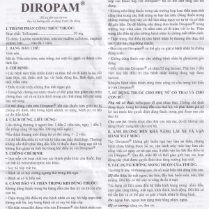 Thuốc Diropam 50mg Enlie điều trị triệu chứng đau thắt ngực giả, tiền mê sảng (2 vỉ x 10 viên)